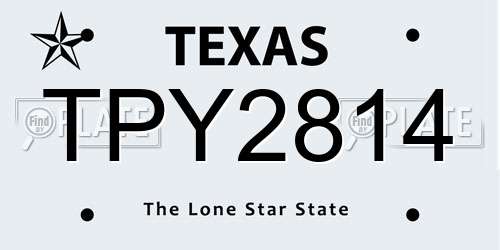 TPY2814 Texas License Plate