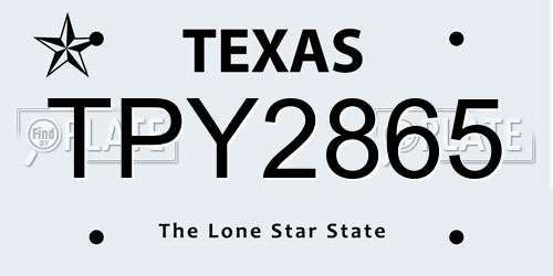 TPY2865 Texas License Plate