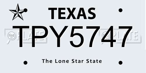 TPY5747 Texas License Plate