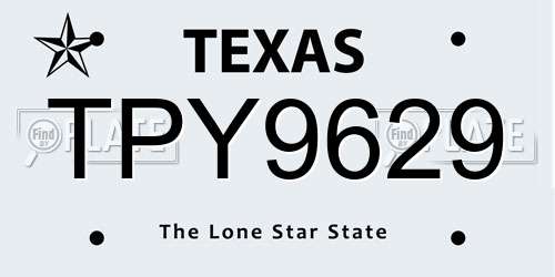 TPY9629 Texas License Plate