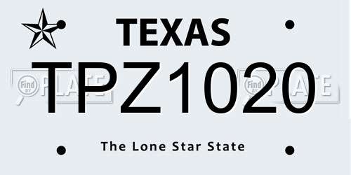 TPZ1020 Texas License Plate