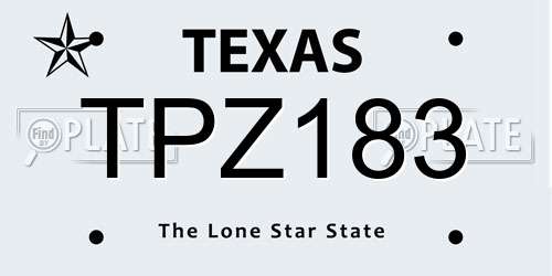 TPZ183 Texas License Plate