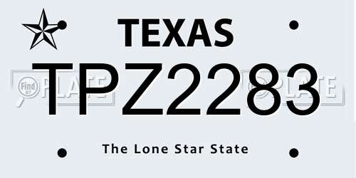 TPZ2283 Texas License Plate