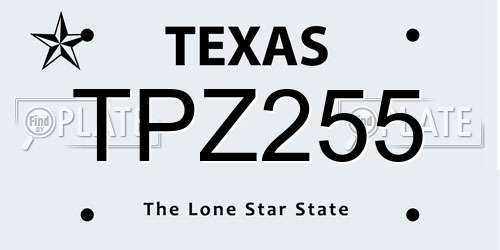 TPZ255 Texas License Plate