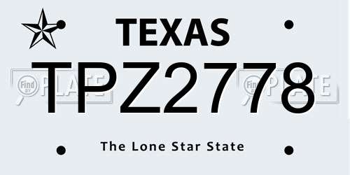 TPZ2778 Texas License Plate