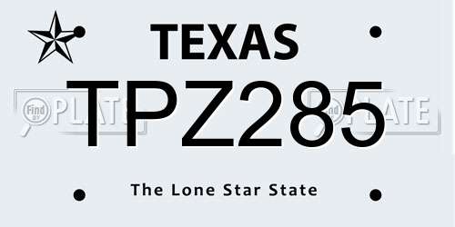 TPZ285 Texas License Plate