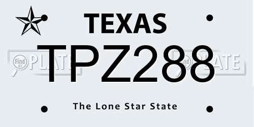 TPZ288 Texas License Plate