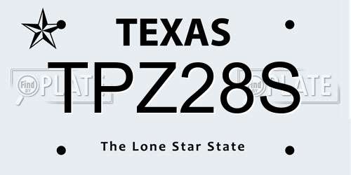 TPZ28S Texas License Plate