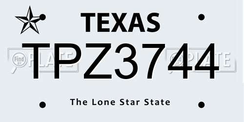 TPZ3744 Texas License Plate