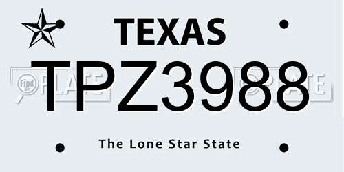 TPZ3988 Texas License Plate