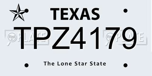 TPZ4179 Texas License Plate