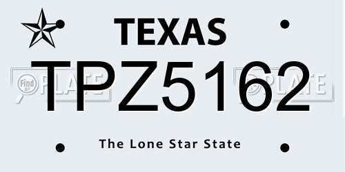 TPZ5162 Texas License Plate