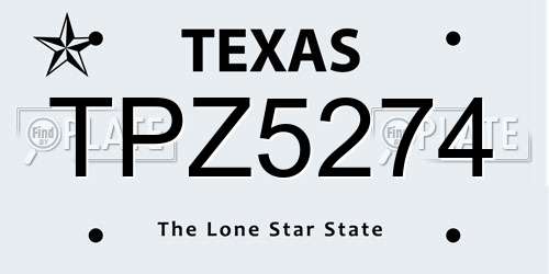 TPZ5274 Texas License Plate