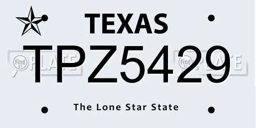 TPZ5429 Texas License Plate