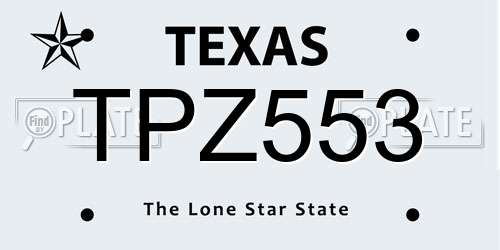 TPZ553 Texas License Plate