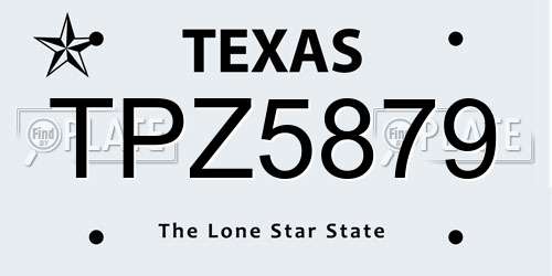 TPZ5879 Texas License Plate