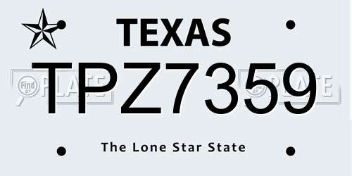TPZ7359 Texas License Plate