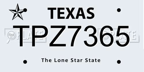 TPZ7365 Texas License Plate