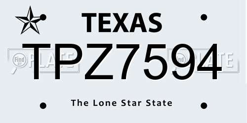TPZ7594 Texas License Plate