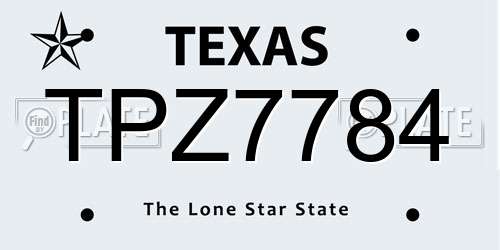 TPZ7784 Texas License Plate