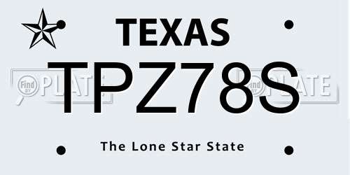 TPZ78S Texas License Plate