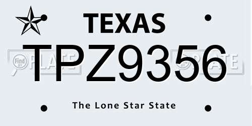 TPZ9356 Texas License Plate