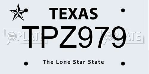 TPZ979 Texas License Plate