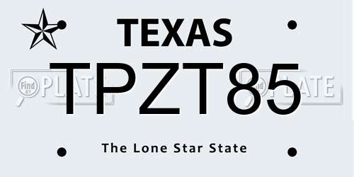 TPZT85 Texas License Plate