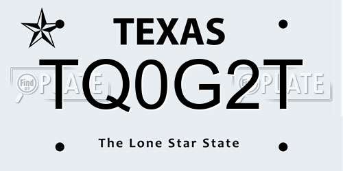 TQ0G2T Texas License Plate