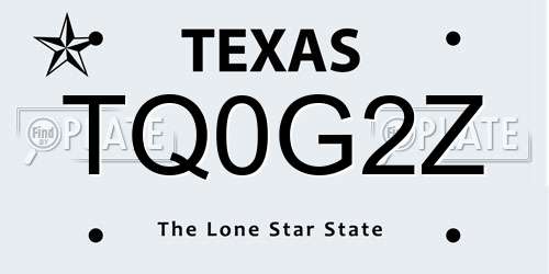 TQ0G2Z Texas License Plate