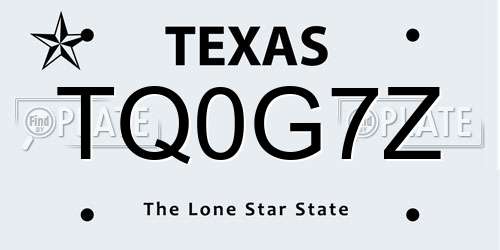 TQ0G7Z Texas License Plate