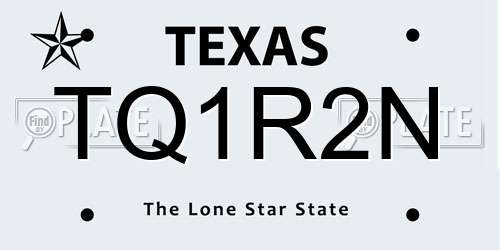 TQ1R2N Texas License Plate