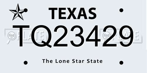 TQ23429 Texas License Plate