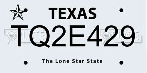 TQ2E429 Texas License Plate