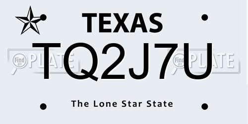 TQ2J7U Texas License Plate