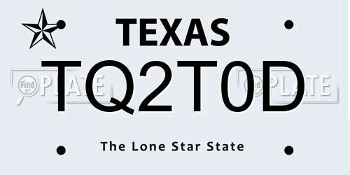 TQ2T0D Texas License Plate