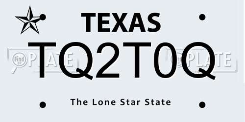 TQ2T0Q Texas License Plate