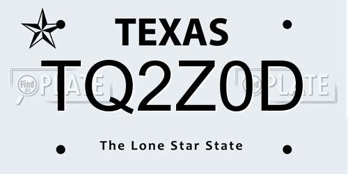 TQ2Z0D Texas License Plate