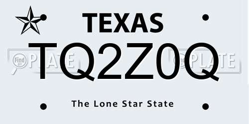 TQ2Z0Q Texas License Plate