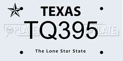 TQ395 Texas License Plate