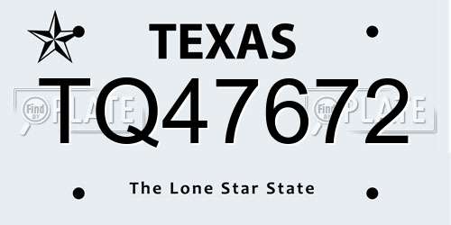 TQ47672 Texas License Plate