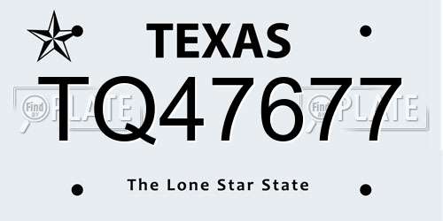TQ47677 Texas License Plate