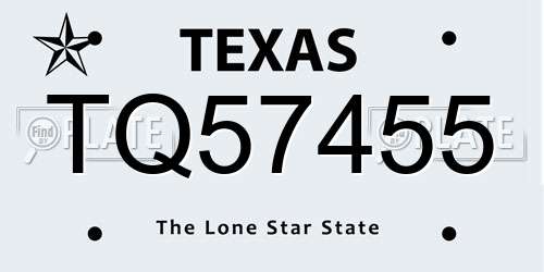 TQ57455 Texas License Plate