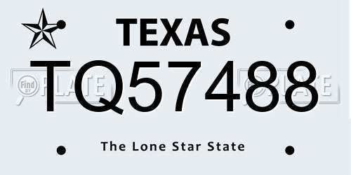 TQ57488 Texas License Plate