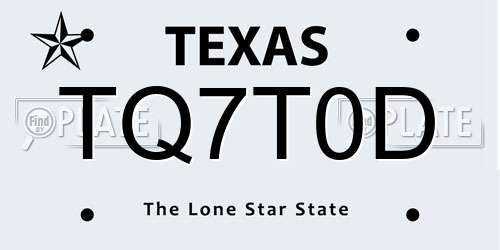 TQ7T0D Texas License Plate