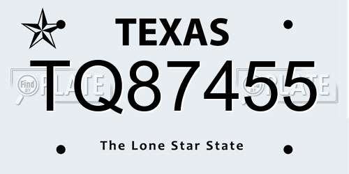 TQ87455 Texas License Plate