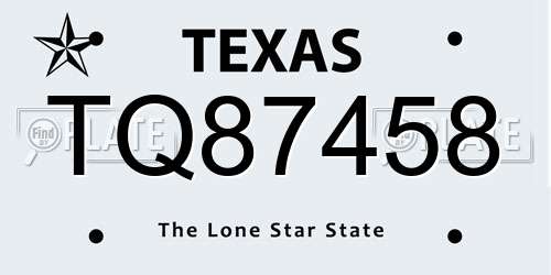 TQ87458 Texas License Plate