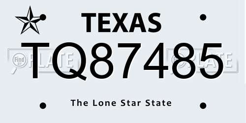 TQ87485 Texas License Plate