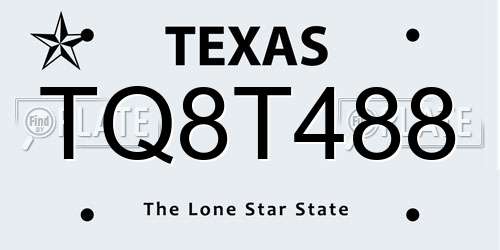 TQ8T488 Texas License Plate