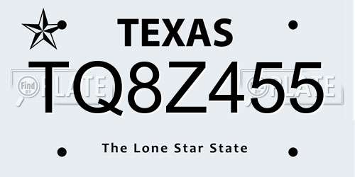 TQ8Z455 Texas License Plate